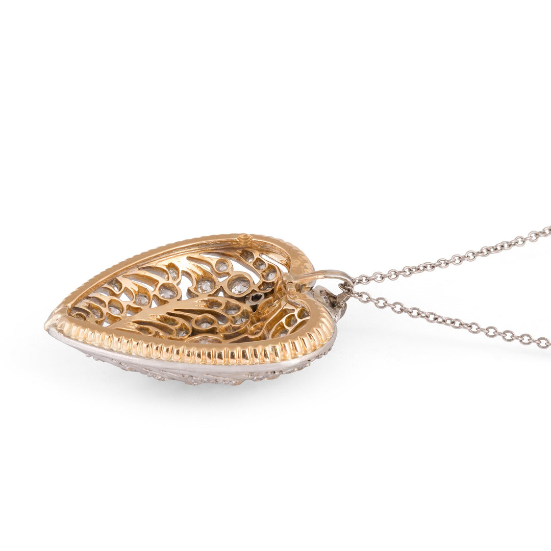 Edwardian Diamond And Platinum-Topped Gold Heart Pendant