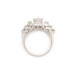 1950s Round and Baguette Diamond Platinum Ring