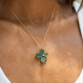 Victorian Chrysoprase Clover and Diamond 18k Gold Pendant