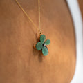 Victorian Chrysoprase Clover and Diamond 18k Gold Pendant