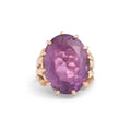 Large Oval Amethyst and 14k Gold Cocktail Ring