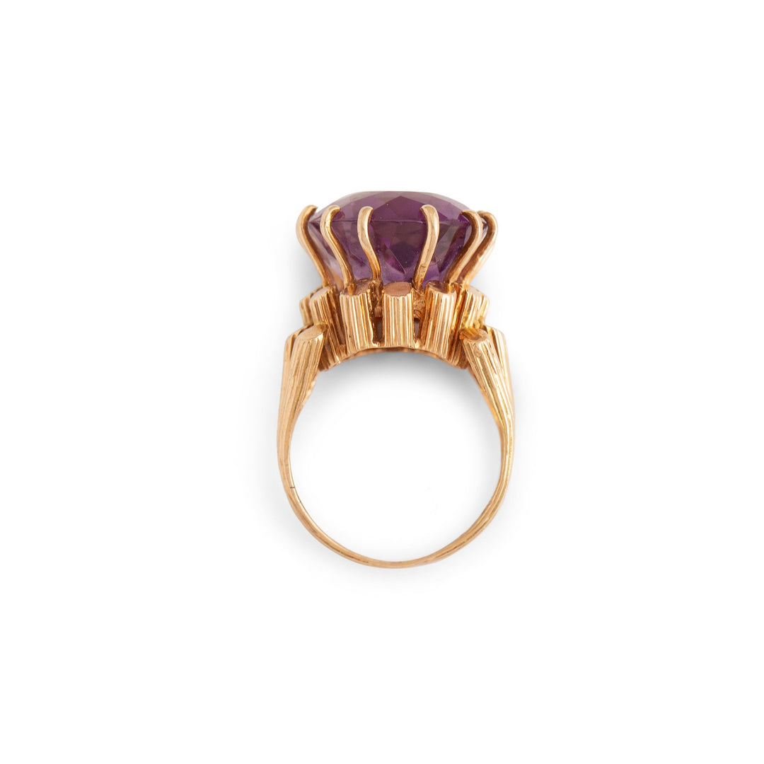Large Oval Amethyst and 14k Gold Cocktail Ring