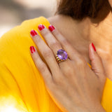 Large Oval Amethyst and 14k Gold Cocktail Ring