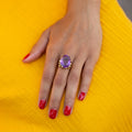Large Oval Amethyst and 14k Gold Cocktail Ring