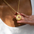 French Victorian Ruby and Pearl 18K Gold Locket Necklace