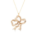 Victorian Diamond and Enamel 18k Gold Bow Pendant