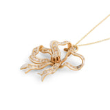 Victorian Diamond and Enamel 18k Gold Bow Pendant