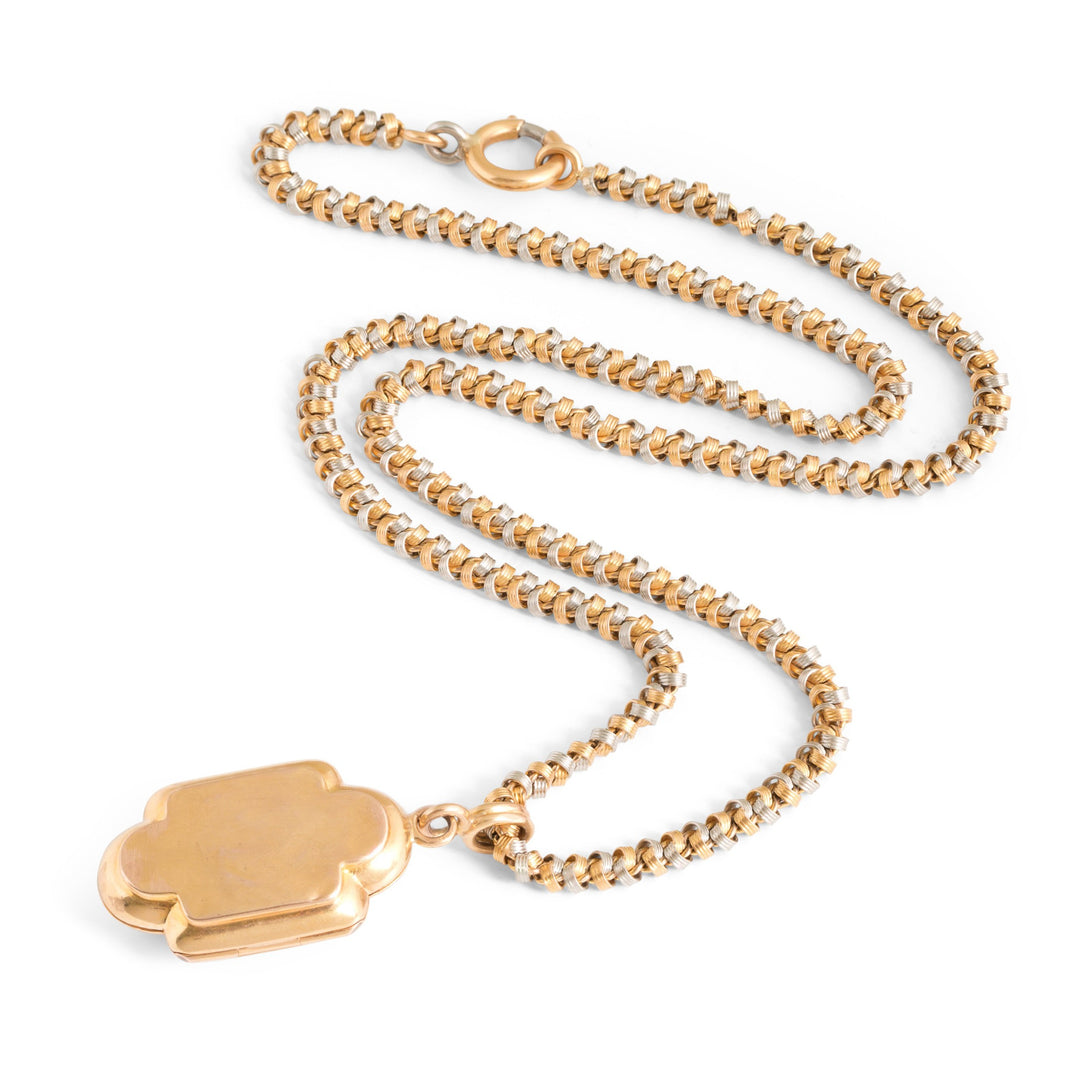 Early 20th Century Platinum and 18k Gold Chain and Locket