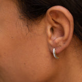 Early 20th Century Diamond, Platinum, and 18K Gold Curved Bar Earrings