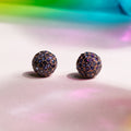 Pave Sapphire and 14k Gold Ball Earrings