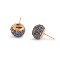 Pave Sapphire and 14k Gold Ball Earrings
