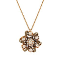 Victorian Diamond Cluster, Black Enamel, and 14k Gold Necklace