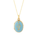 Blue Enamel and 18k Gold Cross Locket