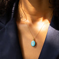 Blue Enamel and 18k Gold Cross Locket