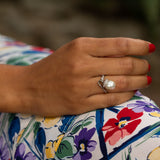 Edwardian Baroque Pearl, Diamond, and Platinum Ring