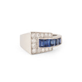 Oscar Heyman Sapphire, Diamond, and Platinum Buckle Ring