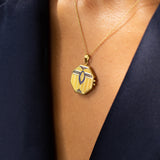 Octagonal Enamel and 18k Gold Locket