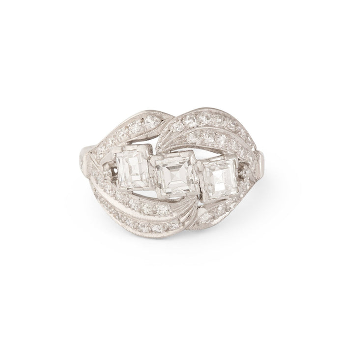 Art Deco Square Cut Diamond and Platinum Ring