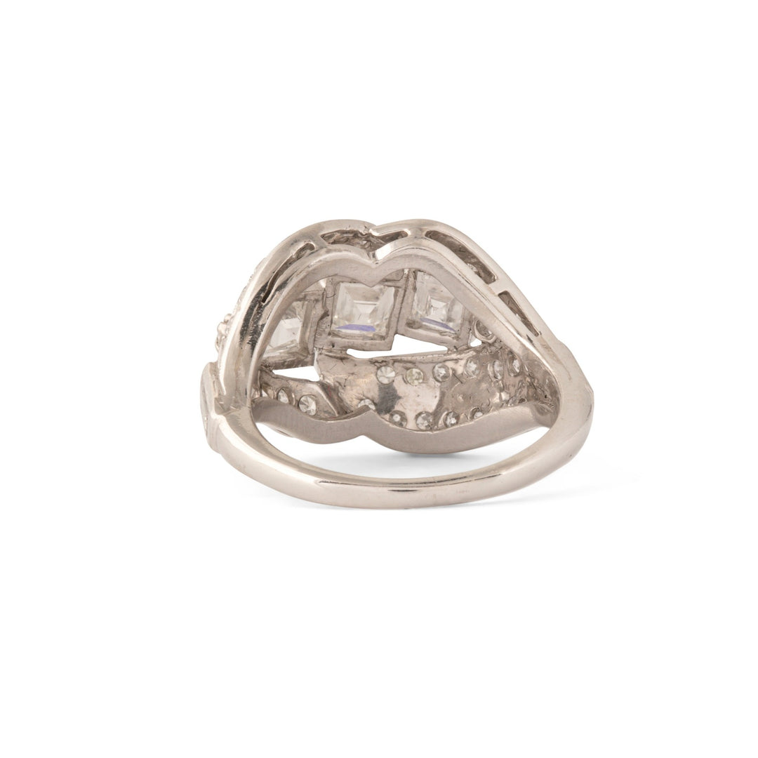 Art Deco Square Cut Diamond and Platinum Ring