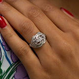 Art Deco Square Cut Diamond and Platinum Ring