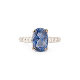 Art Deco Sapphire, French Cut Diamond, and Platinum Ring