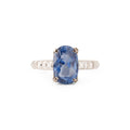 Art Deco Sapphire, French Cut Diamond, and Platinum Ring