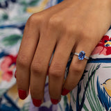 Art Deco Sapphire, French Cut Diamond, and Platinum Ring