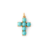 Turquoise and 18k Gold Cross Charm