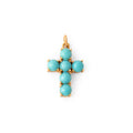 Turquoise and 18k Gold Cross Charm