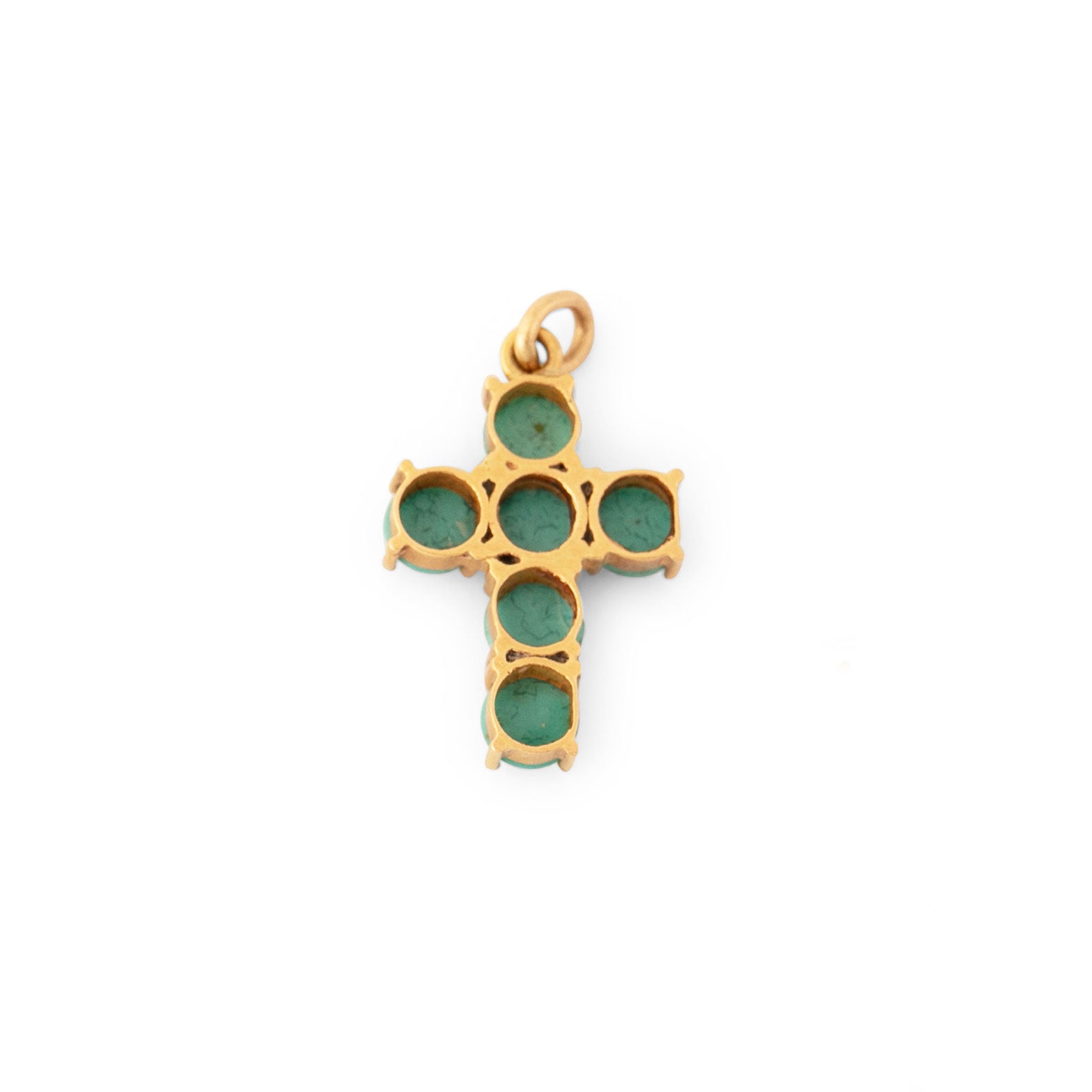 Turquoise and 18k Gold Cross Charm