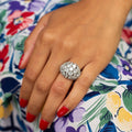 Mid-Century Diamond and Platinum Bombé Dome Ring