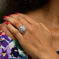 Mid-Century Diamond and Platinum Bombé Dome Ring