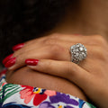 Mid-Century Diamond and Platinum Bombé Dome Ring
