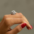 Mid-Century Diamond and Platinum Bombé Dome Ring