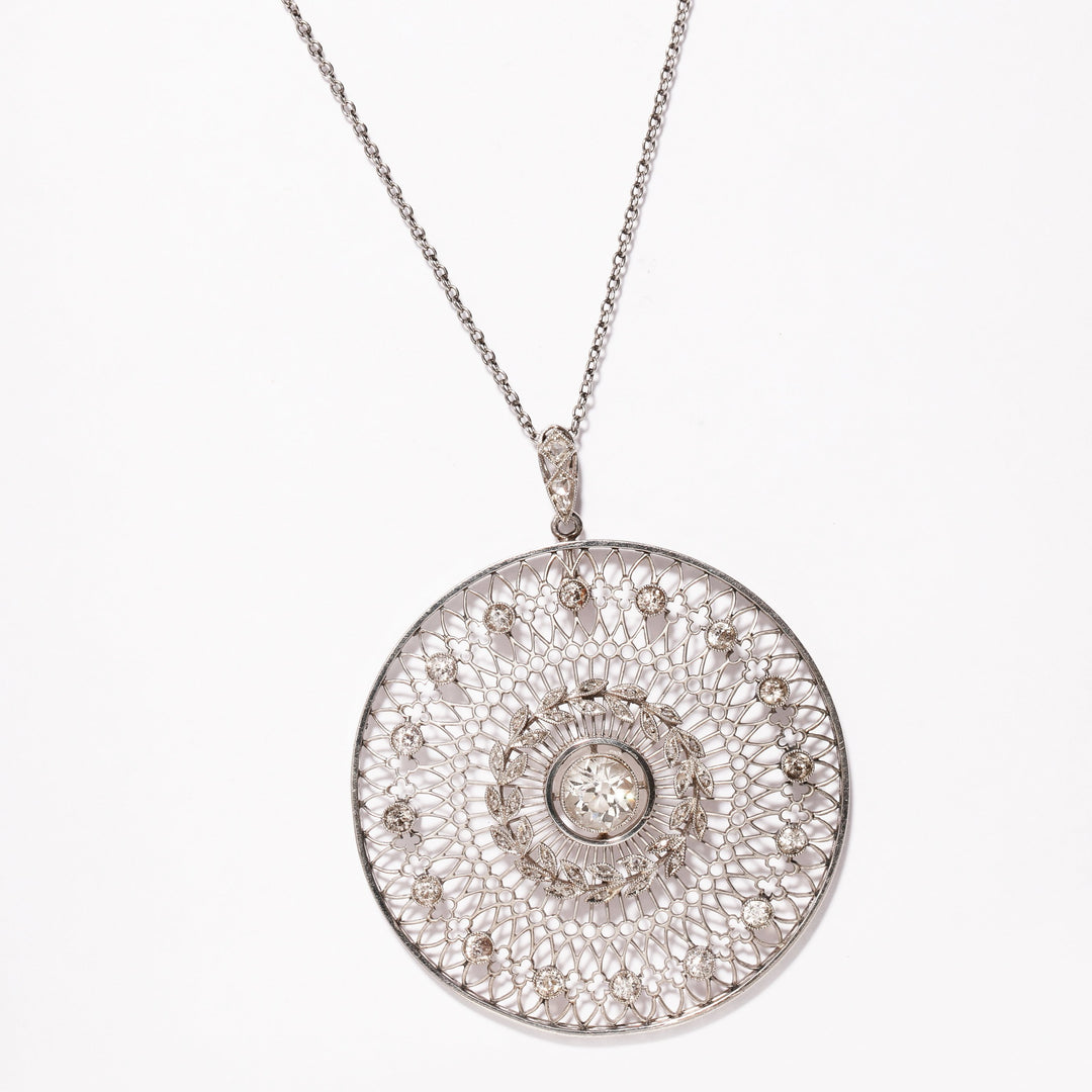 Edwardian Diamond And Platinum Large Disc Necklace