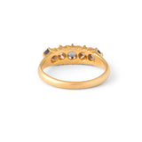 English Sapphire and Old Mine Cut Diamond 18k Gold Ring