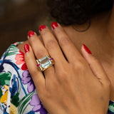 Retro Aquamarine and Ruby 14k Rose Gold Ring