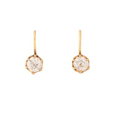 Old Mine Cut Diamond and 18K Gold Drop Earrings