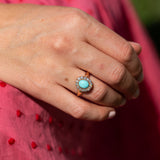 Turquoise and Diamond 14k Gold Cluster Ring
