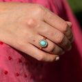Turquoise and Diamond 14k Gold Cluster Ring