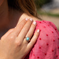 Turquoise and Diamond 14k Gold Cluster Ring