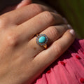 Turquoise and Diamond 14k Gold Cluster Ring