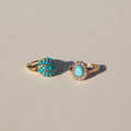 Turquoise, Pearl, Silver, and 14k Gold Cluster Ring
