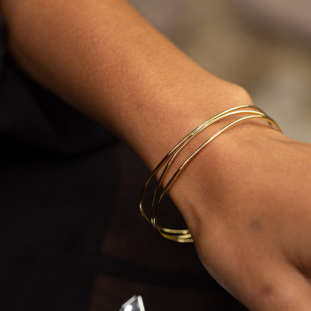 Tiffany & Co Elsa Peretti Wave Three-Row 18k Gold Bracelet