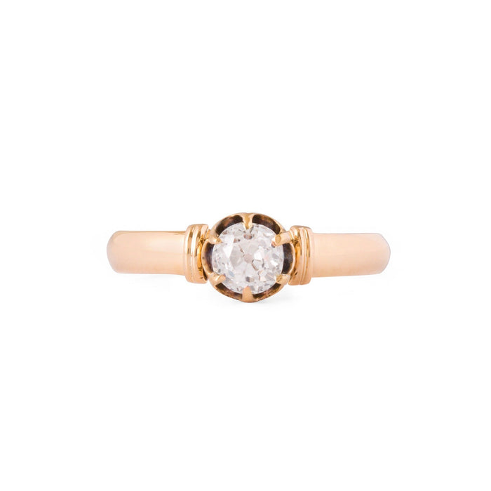 Victorian Old Mine Cut Diamond Solitaire and 14k Gold Ring
