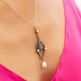 Victorian Diamond, Pearl, and Silver-Topped-14k Gold Pendant