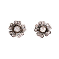 Victorian Rose Cut Diamond, Silver, and 18k Gold Flower Earrings
