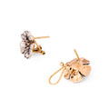 Victorian Rose Cut Diamond, Silver, and 18k Gold Flower Earrings