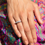 Old European Cut Diamond, Silver, and Platinum Five-Stone Ring