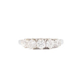 Old European Cut Diamond, Silver, and Platinum Five-Stone Ring